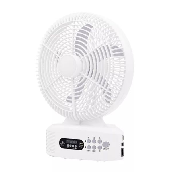 12 Inch Portable Table Solar Fan with Built-in speaker &amp; LED Lights