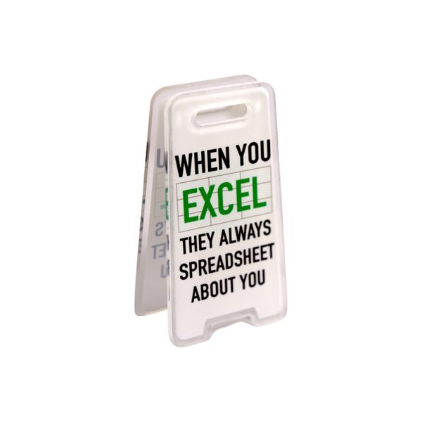 Mini Excel Spreadsheet Joke Sign - Funny Office Desk Decoration Stand