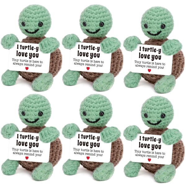 6 Pack Handmade Pocket Plush Doll Mini Positive Turtle Gift Crochet Animals