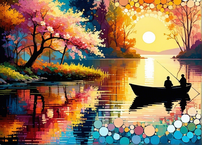 Canvas cm Home Decor Wall Art - Sunset Fishing