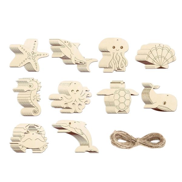 20-Piece DIY Sea Animal Christmas Tree Decorations with Twine - Brown