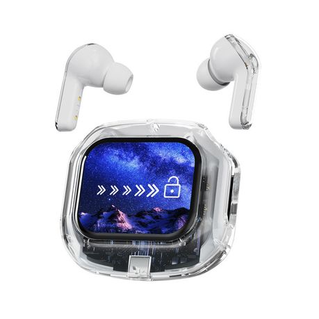 LCD screen noise-cancelling in-ear Bluetooth headphones Image