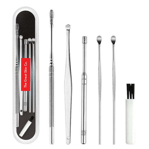 Stainless Steel Ear Wax Removal &amp; Ear Cleaning Kit, 6 Pieces with Storage Box
