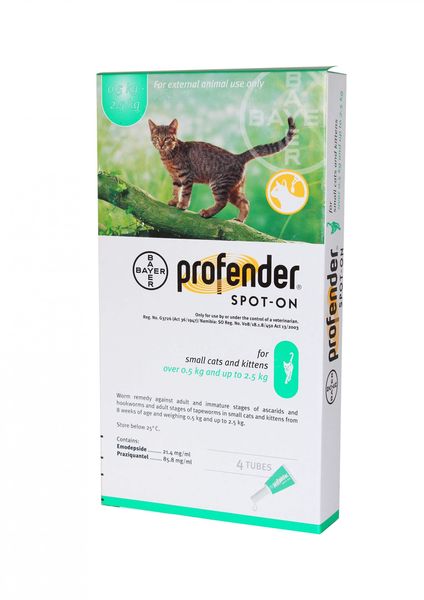 Profender Spot On Dewormer For Small Cats - 4 x 0.35ml