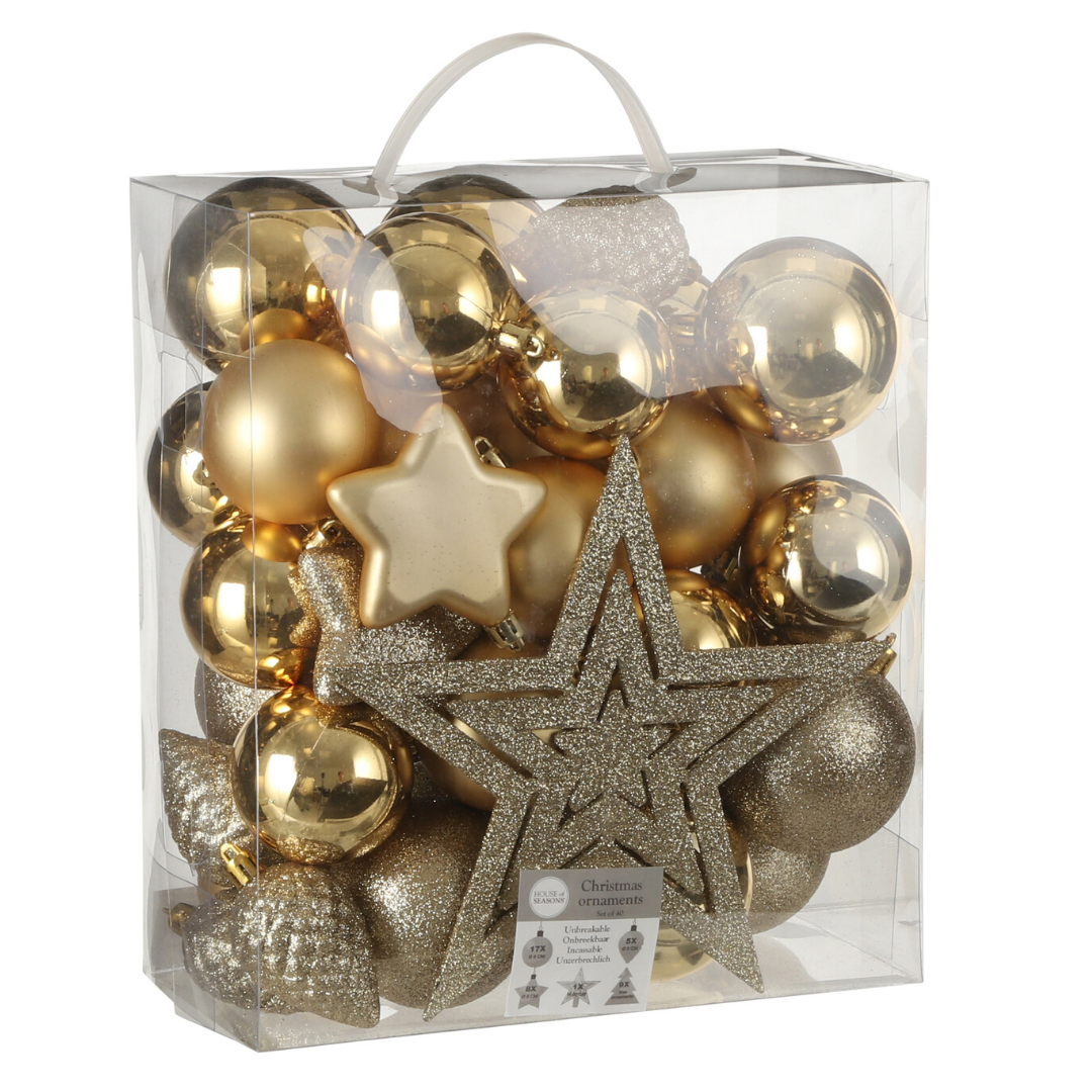 Tree decoration unbreakable 40 pieces - d8cm GOLD