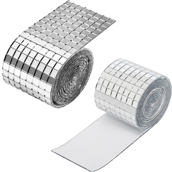 Mosaic Tiles Sticker Roll Mirror Disco Stick Decor Wall Sticker - 2pc