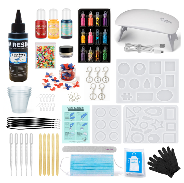 DIY UV Resin Kit with UV Lamp Moulds and Accessories Arts &amp; Crafts BlueBird