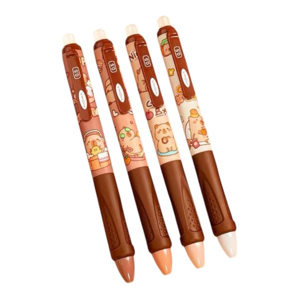 Erasable Gel Pens - Capybara Theme Design (0.5mm Blue Ink, 4 Pack)