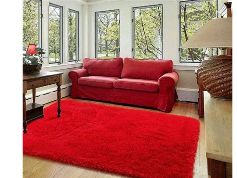 Red Fluffy Rug/Carpet(200x150) Shop Today. Get it Tomorrow