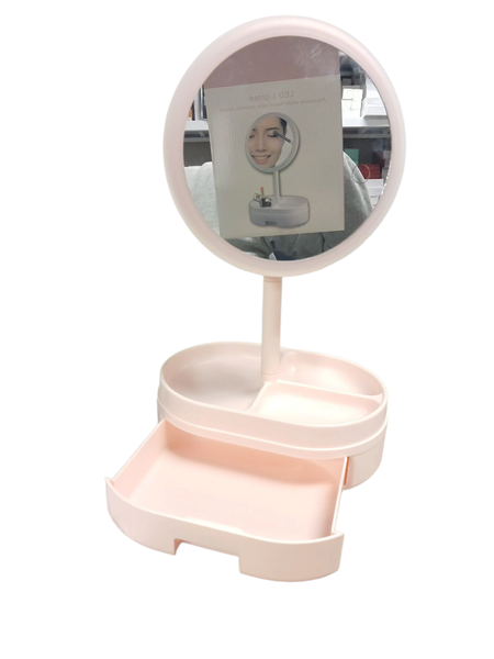 Lighted Makeup Mirror with Storage Compartment