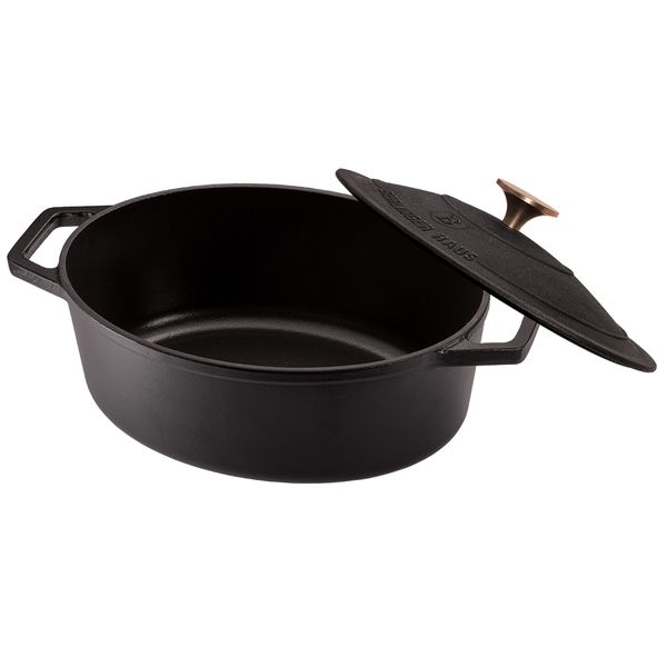 Berlinger Haus 30cm Enamel Coating Cast Iron Oval Casserole - Black Rose