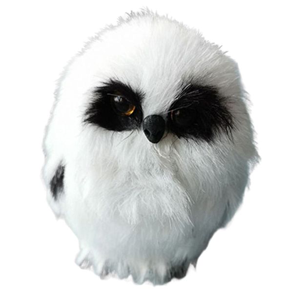 Decor Artificial White Fluffy Owl Ornament - 7cm