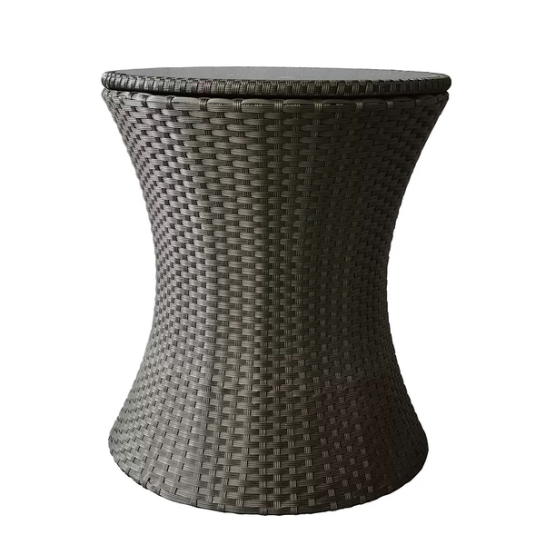 3-in-1 Outdoor Patio Table with Hidden Beverage Cooler - Brown
