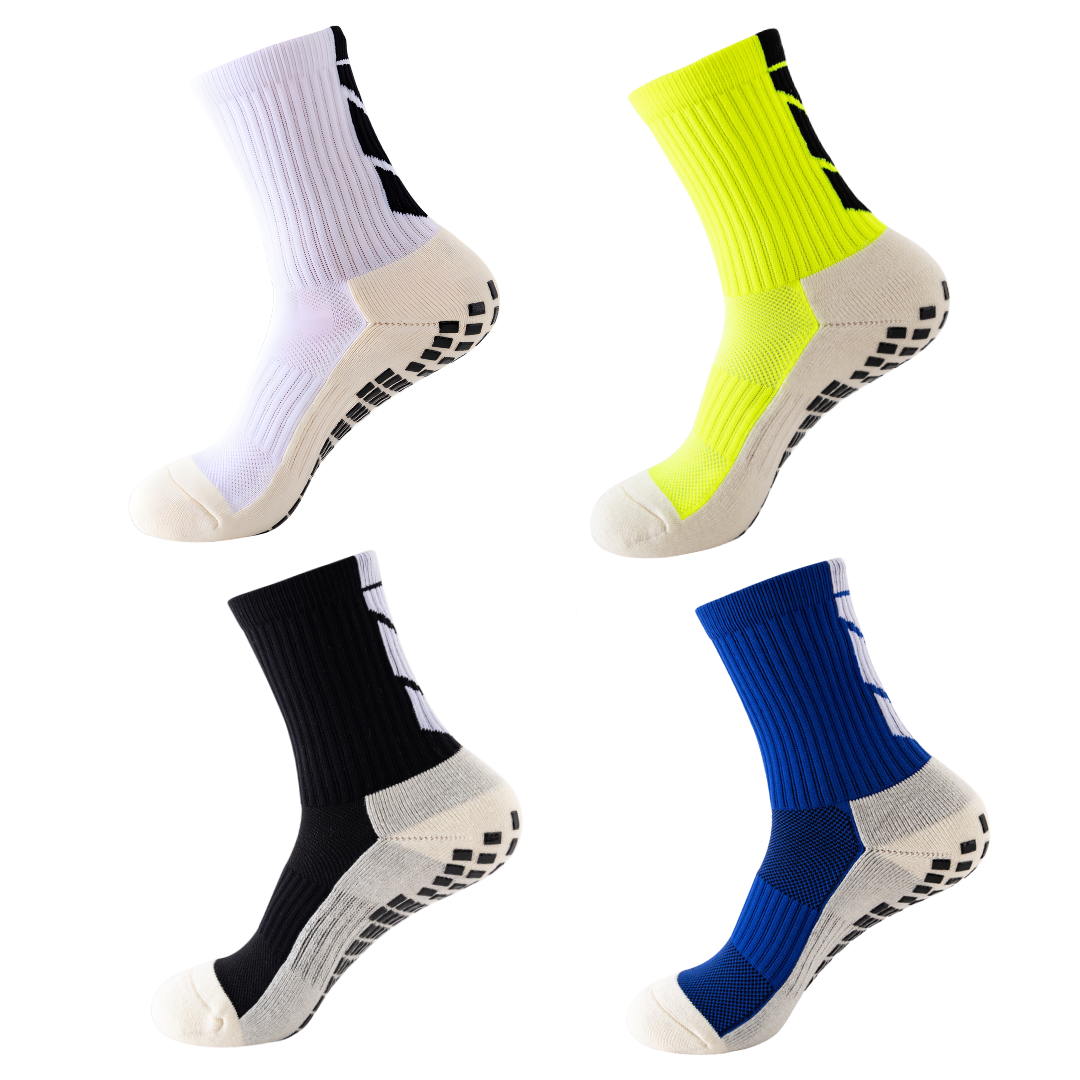 Arfast- Anti-slip Athletic Soccer Sports Socks with Grip Pads (4 Pairs)