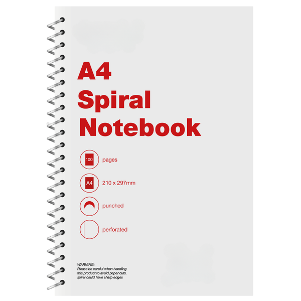 Side spiral note book A4 100 pages punched &amp; perforated(pack of 3)