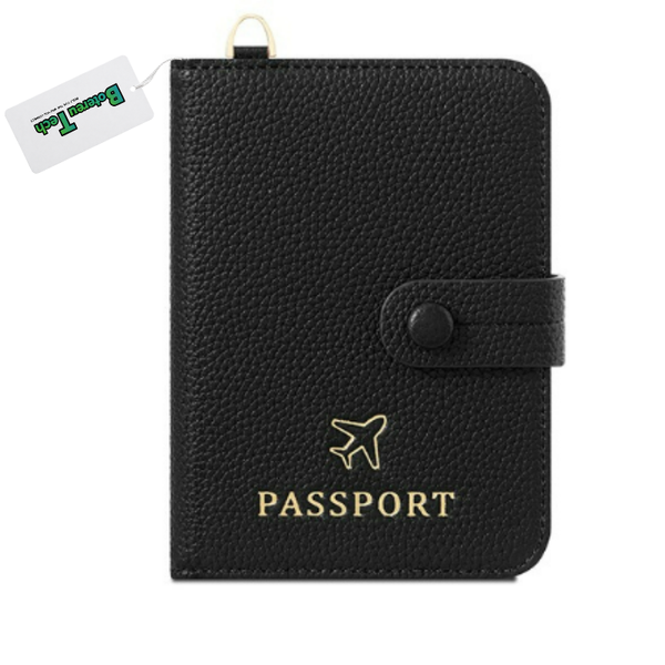 BotereuTech PU Leather RFID Passport Holder Wallet Card Organizer Black