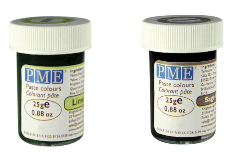 PME - Food Cake Icing Colouring Paste Gel - 2 x 25g Green &amp; Sage Green