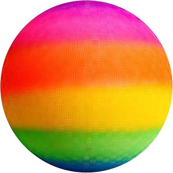 PVC game ball, bouncy kickball, multicolored rainbow ball, rainbow ball