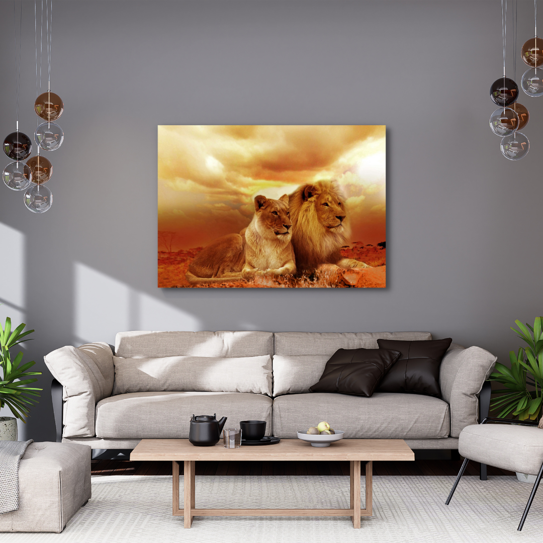 Canvas Wall Art - Lion & Lioness Artwork