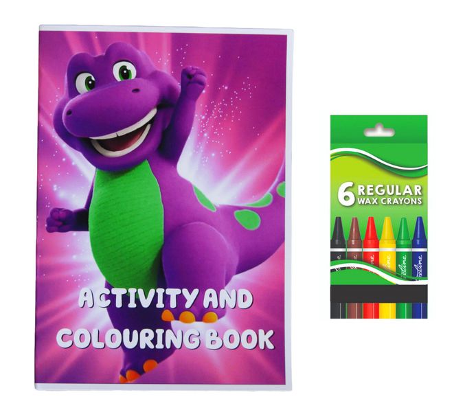 Barney Activity and Colouring Book A5 plus 6 Wax Crayons - Set of 5