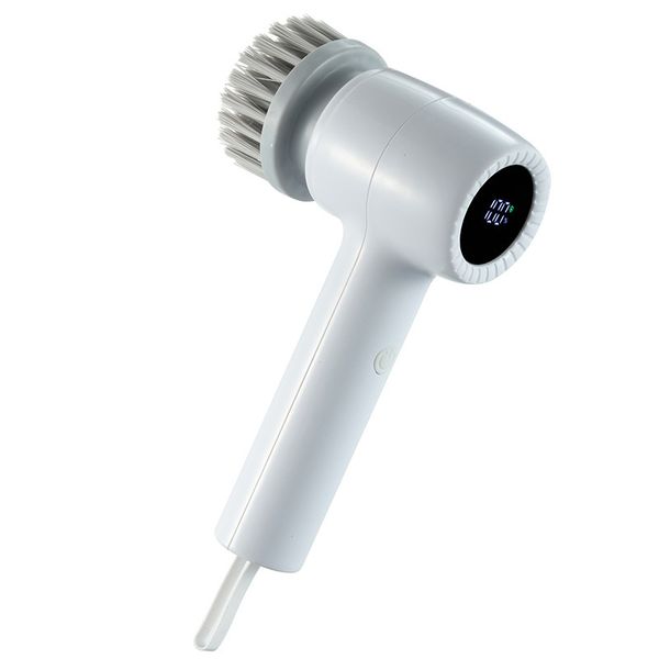 Electric Spin Scrubber, 5 Brush Heads, Waterproof, Grey, Mini