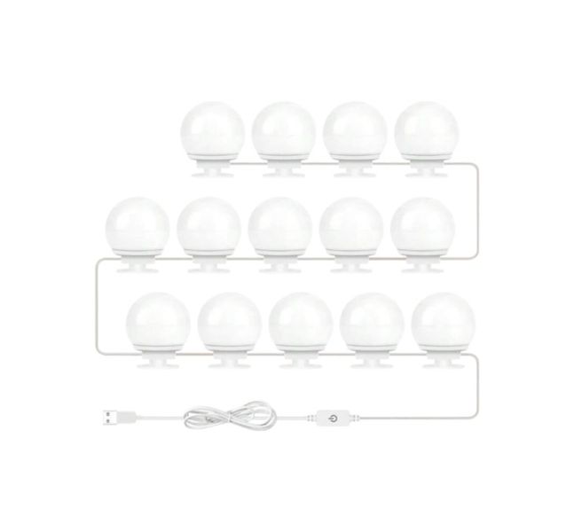 LED Vanity Light With 14 Bulbs &amp; Adjustable Lighting - White