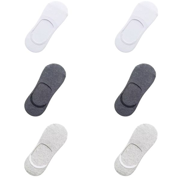 12 Pairs Of Invisible Socks-White/Grey/Dark Grey