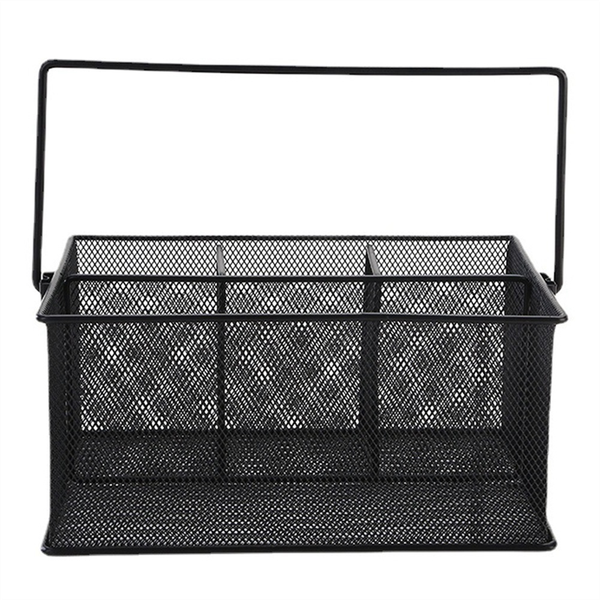 Cutlery Storage Basket with 4 Compartments, Mesh Flatware Holder
