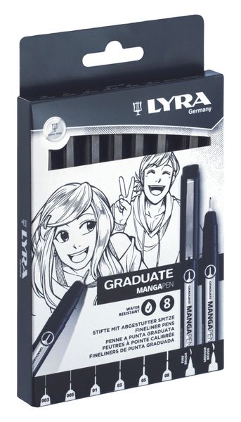 Lyra Graduate Fineliner Manga 8pc