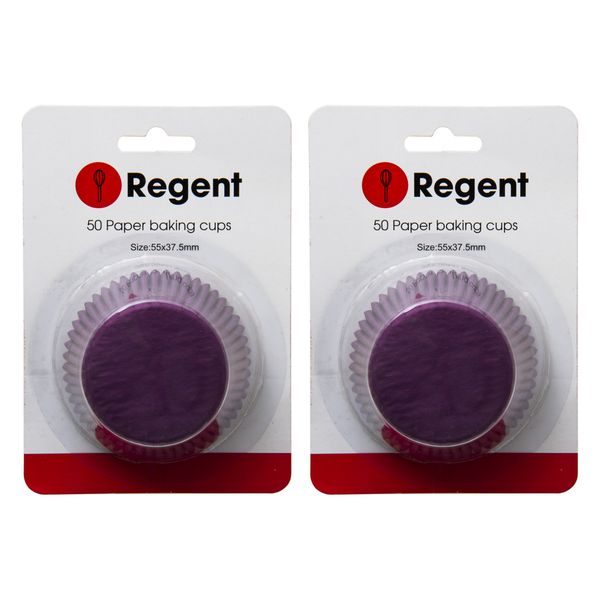Regent Cake Cups Plain Purple 55X37.5mm 2 Pack 100 Pieces