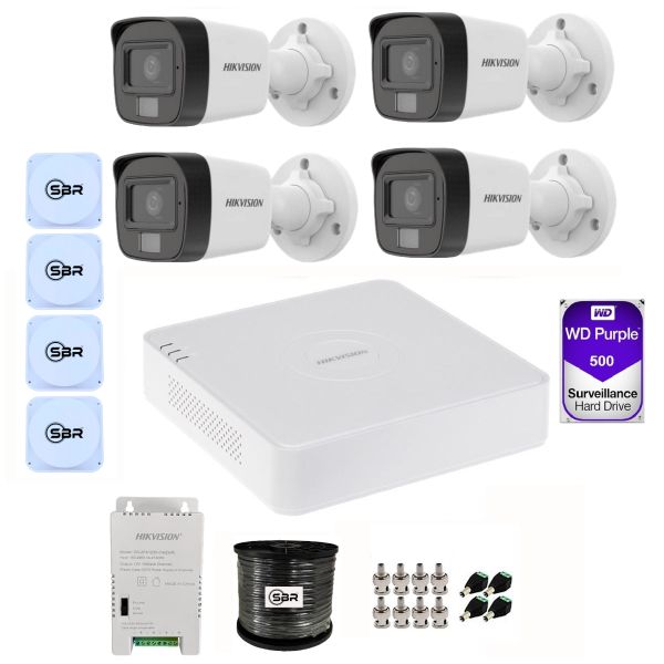 Hikvision 4CH Smart Hybrid Light Kit - 500GB - New SBR Bundle