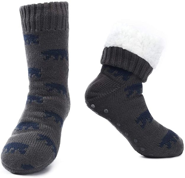 Warm Winter Slipper Socks for Men - Grey