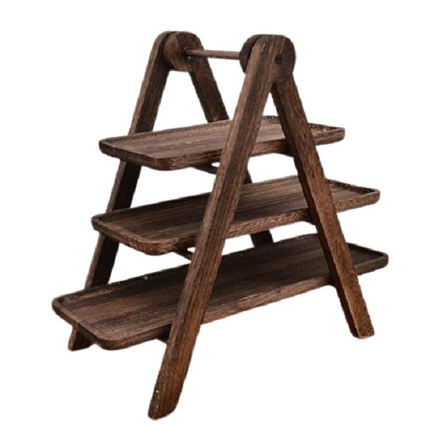 BD - Serving Tray , 3-Tier Wooden Cake Stand, Original Buffet Serving Trays