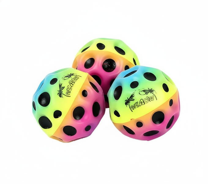 Super High Bouncing Tropical Rainbow Moon Balls - 3 Pack