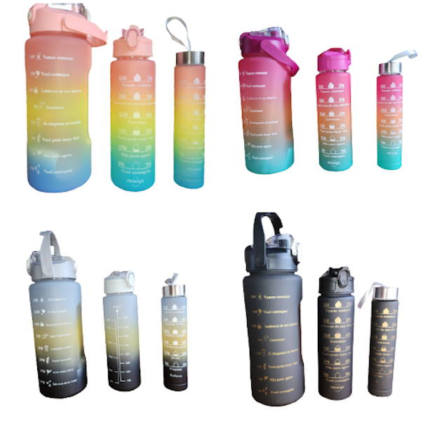 Trio Lockable Lid Water Bottle A Huge Saving Set of 3 x 4 Sets: 12 Bottles