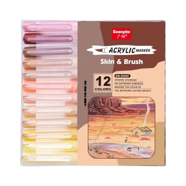 12 Piece - Acrylic Paint Pens Set For Sketch Portraits - Multi-Colour