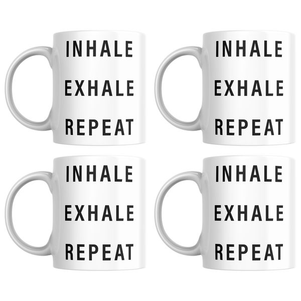 Inhale, Exhale, Repeat Mugs - Set of 4