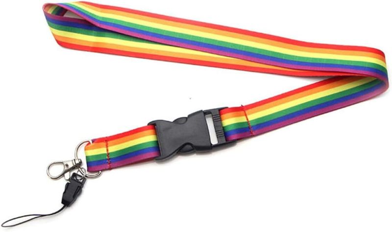 Rainbow Neck Lanyard Detachable Strap with Buckle, DIY Keychain and Camera