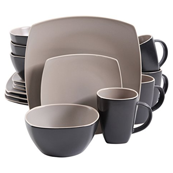 16 Pieces Square Ceramic Dinner SetMatte Taupe Buy Online in South