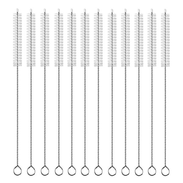 QYNIAL 12 Piece Straw Cleaning Brush Kit Extra Long Wide Pipe Brushes 30cm