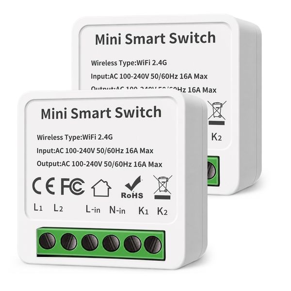 1/2Pack TUYA Wi-Fi Mini DIY 16A Smart Switch - Smart Home - Smart Life