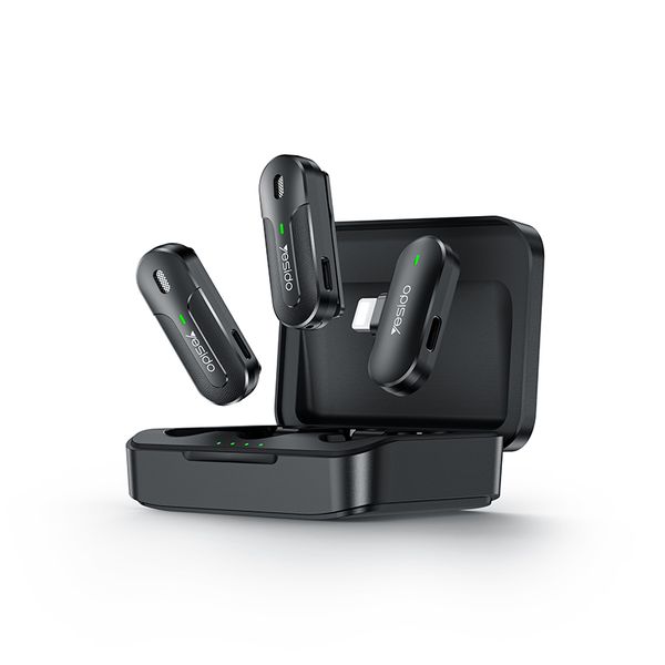 lavalier 2in1 lavalier microphone with charging box YESIDO KR16 Lightning interface