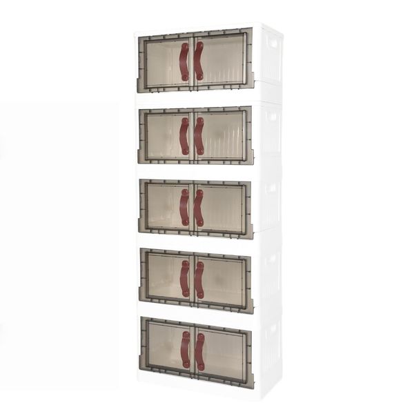 5Pack Collapsible Plastic Storage Bins With Lids 50.8X27.5X132cm White