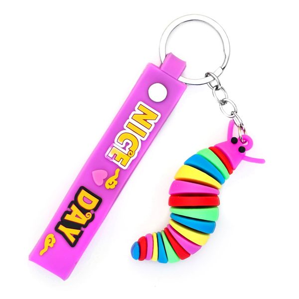 Slug Key Chain,Flexible Fidget Slug Stim Pendant Toy, Finger slug Key Chain