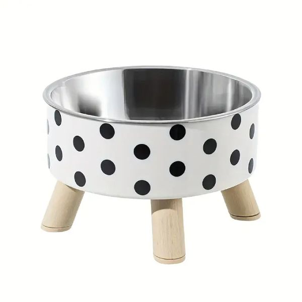 Chlo Pets Elevated Cat Feeder Stand with Anti-Choke Food Bowl - Polka Dots