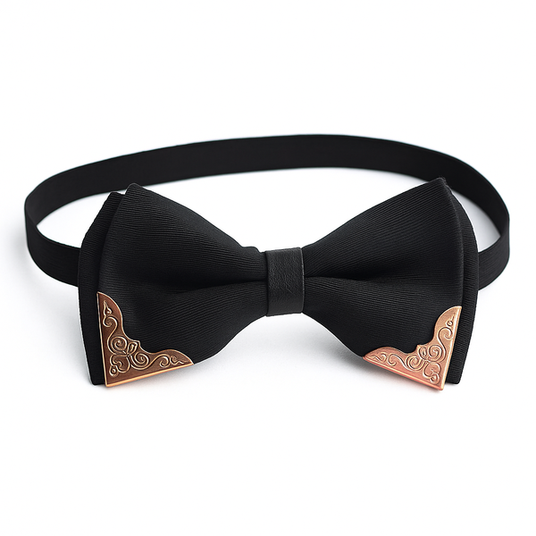 Men's Bow Tie with Gold Metal Edge