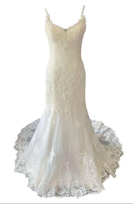 Cream Lace Beaded Mermaid Wedding Dress - UK6 | Shop Today. Get it ...