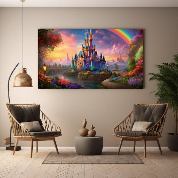 Canvas Wall Art - Enchanted Rainbow Castle - BK0051