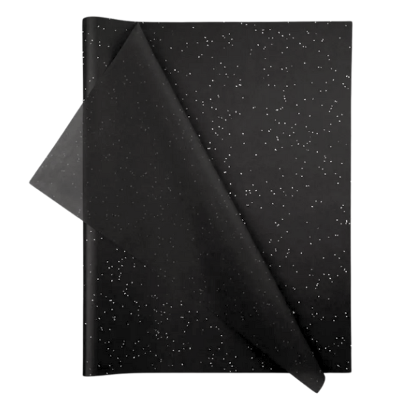 Black Gemstone Speckle Tissue Paper 50x70cm - 25 Sheets (17gsm Wrap)