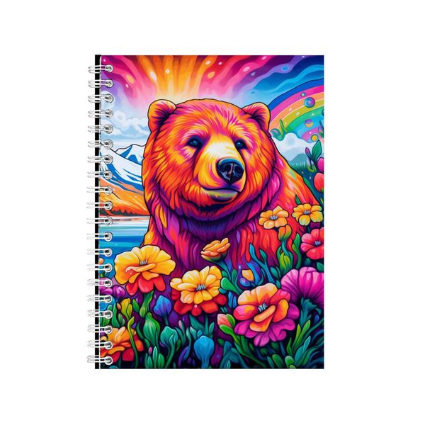 Grizzly Bear Sun Glow Rainbow Neon Notebook Gift Idea A4 Notepad Pad 73